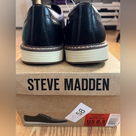 ?️ Steve Madden P-Jansen Black Leather Oxfords Men\'s 8 NIB